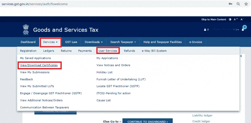Click on service icon
